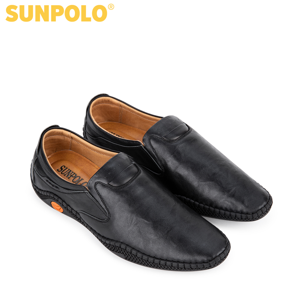 Giày lười nam da bò SUNPOLO SUS513 (Đen)