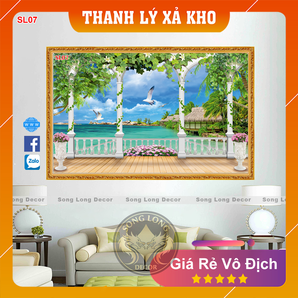 Tranh dán tường Cửa sổ biển - SL07-Tranh 3d Đại dương - Song Long Decor