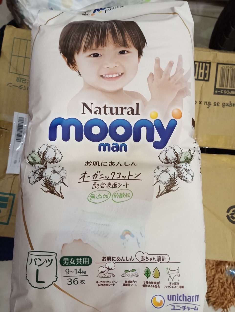 Bỉm - Tã Quần Moony Natural Size M46,L36, XL32 miếng