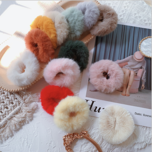 Scrunchies Vải Lông Mềm Nhiều Màu