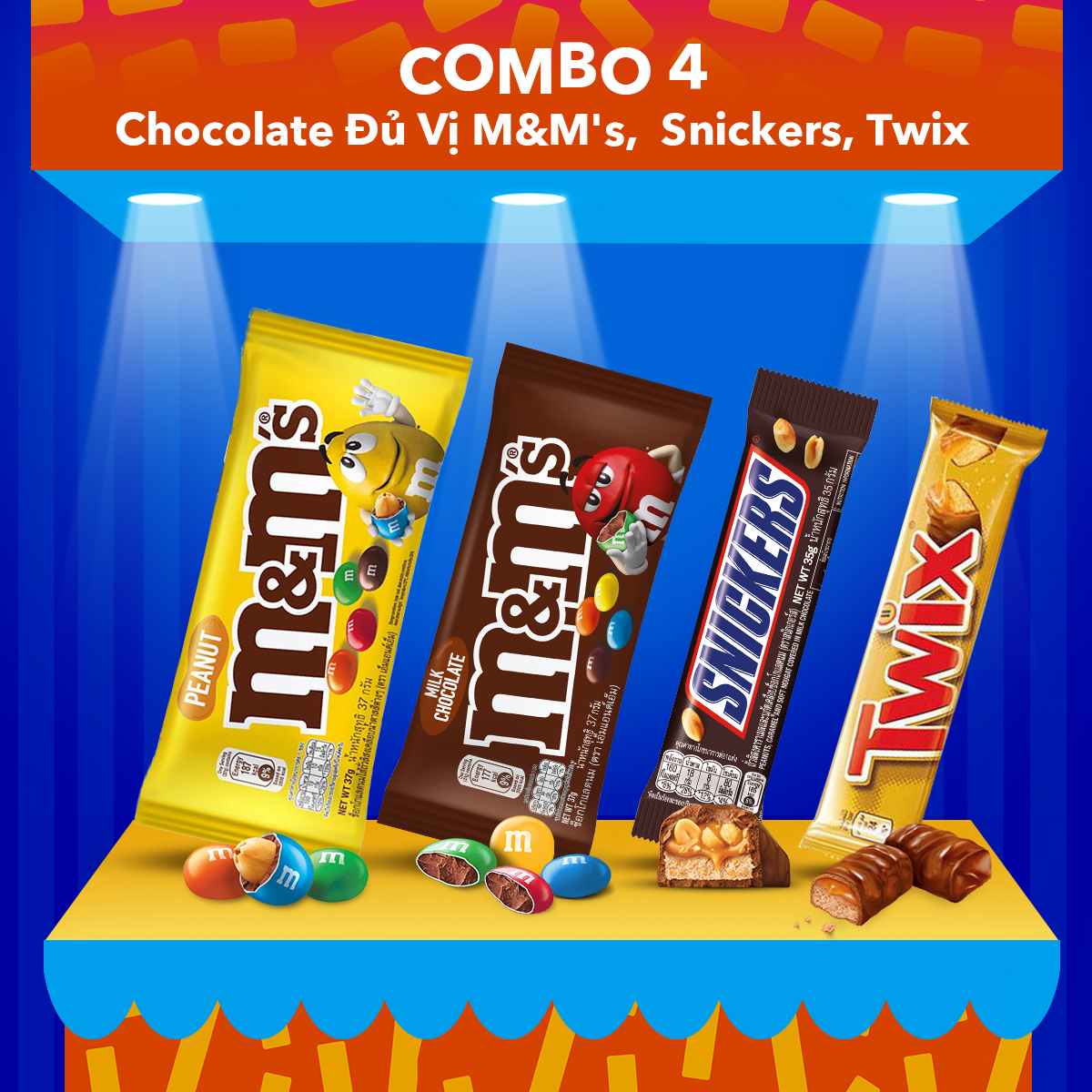 [QUÀ TẶNG Tháng 1 - Voucher đến 20K - SLCH] Combo Chocolate M&M's, Snickers, Twix Nhập Khẩu đủ vị