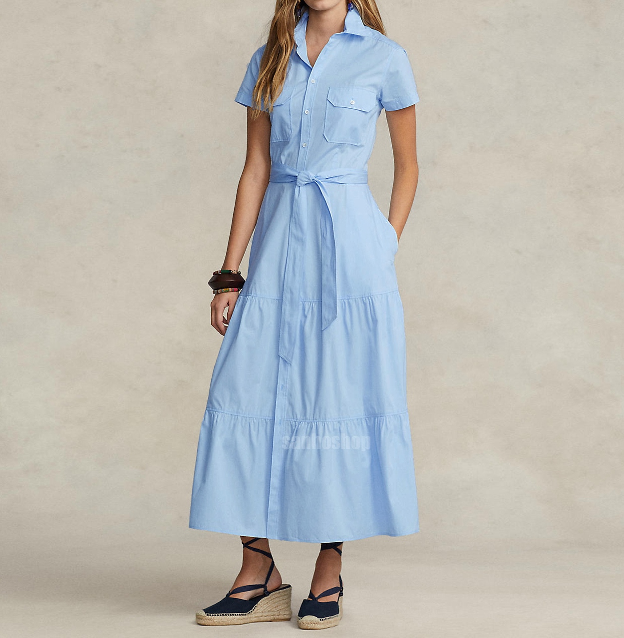 ĐẦM SƠ MI R4LPH L4UR3N BELTED TIERED