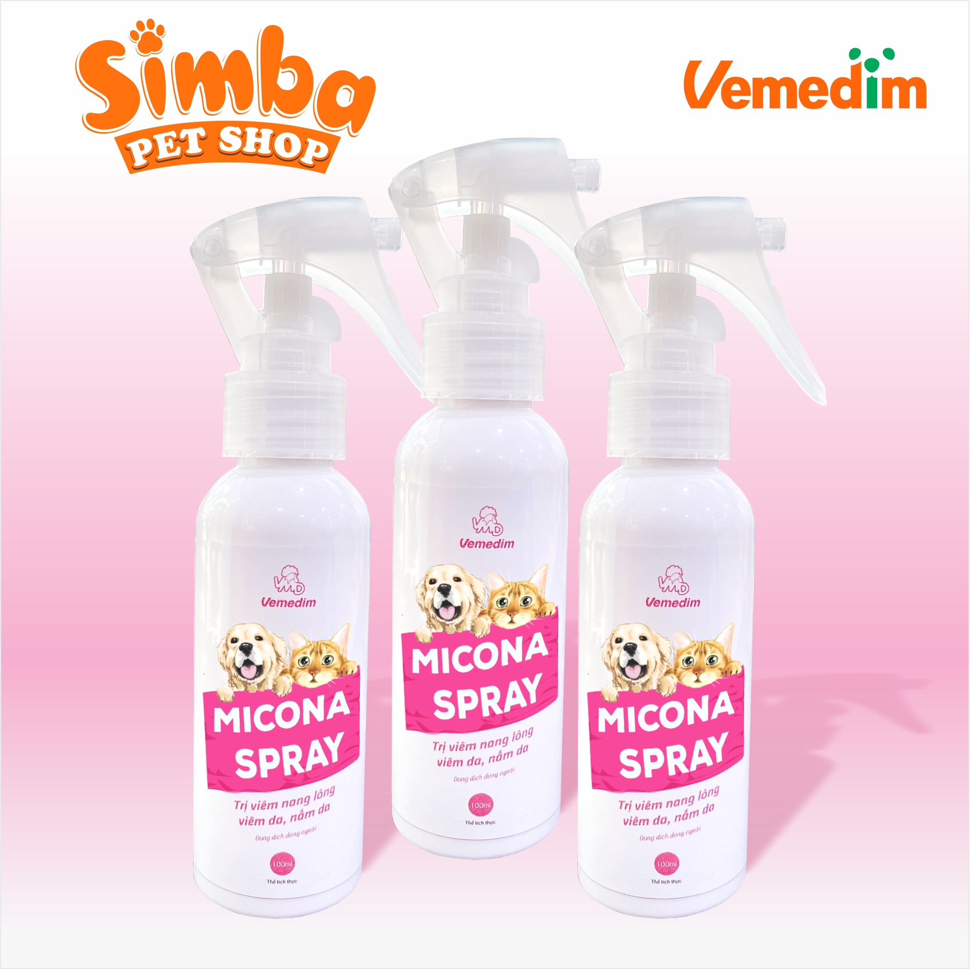 Sữa tắm phòng trị nấm chó, mèo Micona Shampoo - bộ đôi trị nấm Micona Shampoo & Micona Spray