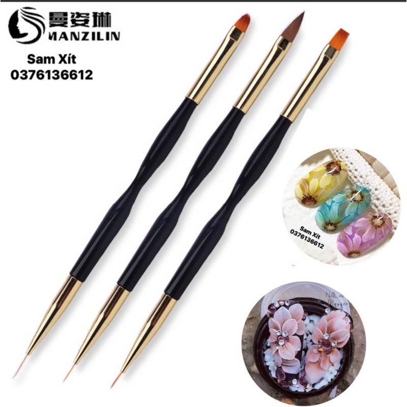 Bộ cọ vẽ móng tay 3cây (6công dụng) trang trí móng