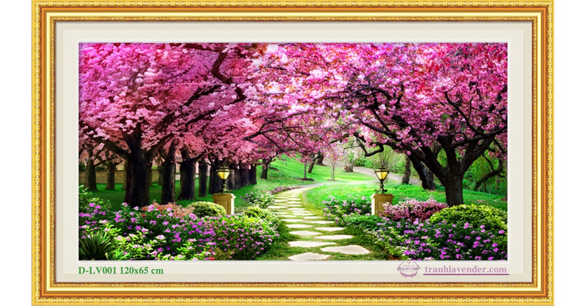 Tranh đính đá Con đường tình yêu Kích thước:120x65cm _LV001_chưa đính đá.