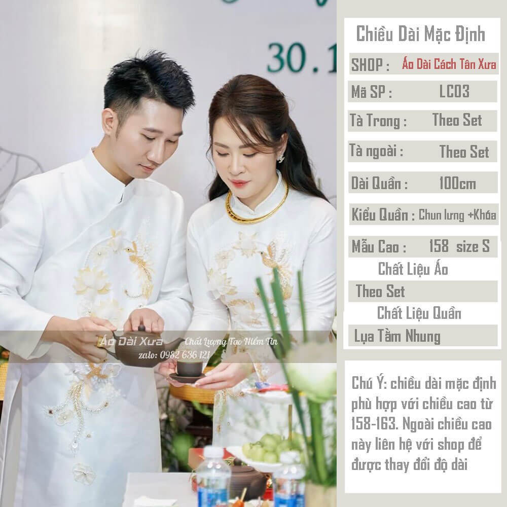 Áo Dài Cô Dâu Chú Dể Cặp Cưới Hỏi Truyền Thống LC03