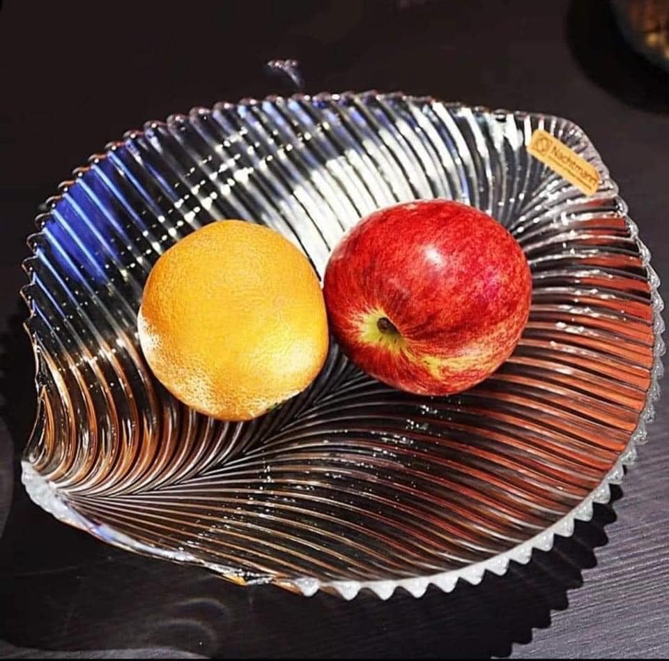 Đĩa thủy tinh để hoa quả, đồ ăn hình chiếc lá siêu đẹp