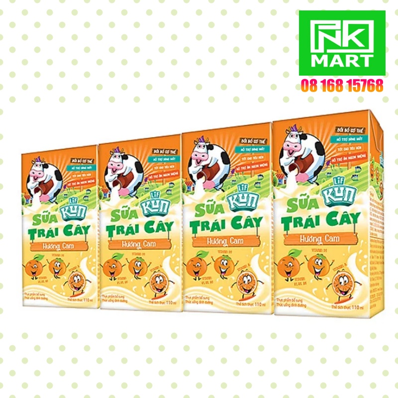 Thùng 48 hộp Sữa Trái Cây Kun 110ml