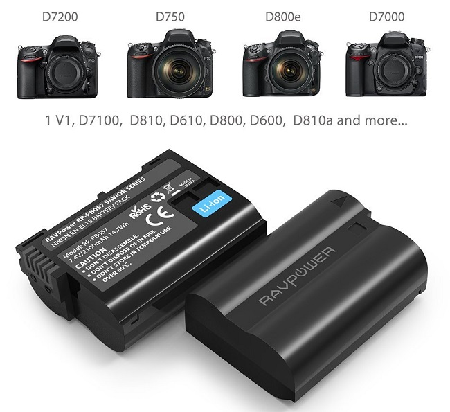 Bộ 2 Pin + 1 Sạc RAVPower EN-EL15 for Nikon