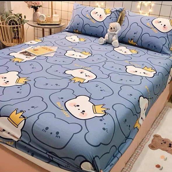 Ga chống thấm cotton hoạt hình ngộ nghĩnh 1m6 x 2m,Ga trải chống thấm dành cho nệm 9-12cm