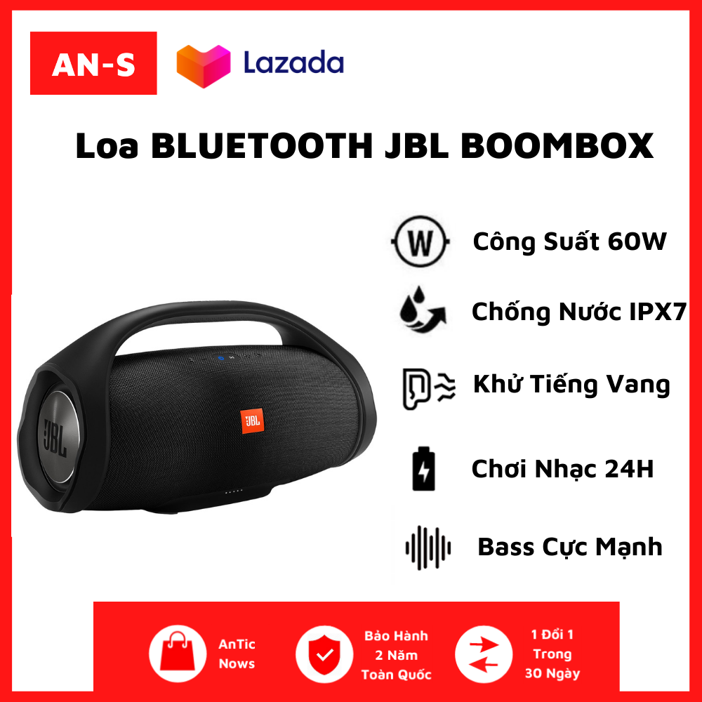 Loa Bluetooth JBL Boombox - Loa Nghe Nhạc Âm Thanh Siêu Bass Cực Mạnh Chống Nước IPX7 Loa Karaoke Công Suất Cực Lớn Lên Tới 80W Loa Nghe Nhạc Treble Rời Thời Gian Sử Dụng 24h Loa Vi Tính Tương Thích Điện Thoại, Máy Tính, LapTop