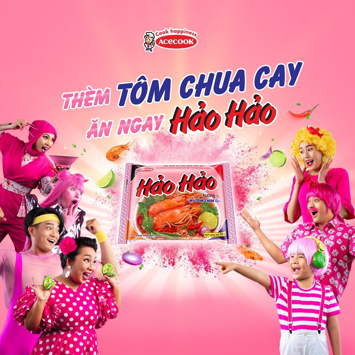 Mì Hảo Hảo Tôm Chua Cay 75gr ( thùng 30 gói)