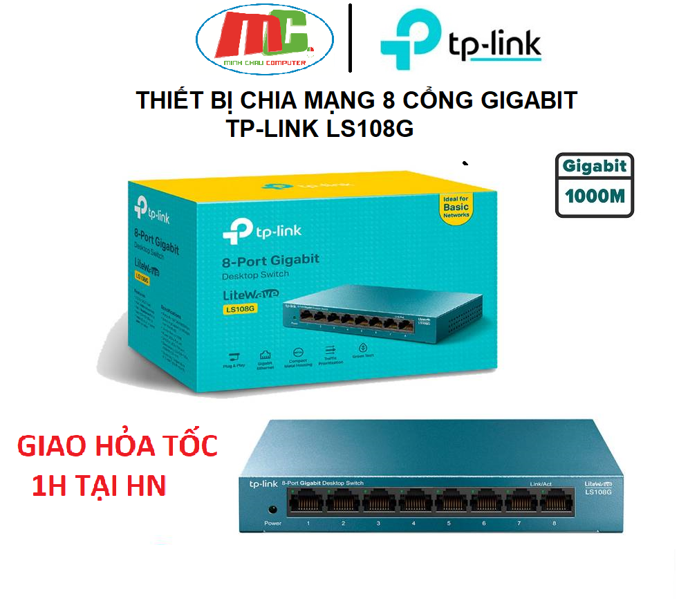 Bộ chia mạng tp-link 8 cổng sắt gigabit 10/100/1000mbps tplink ls108g - switch 8 port gigabit - hàng chính hãng hãng