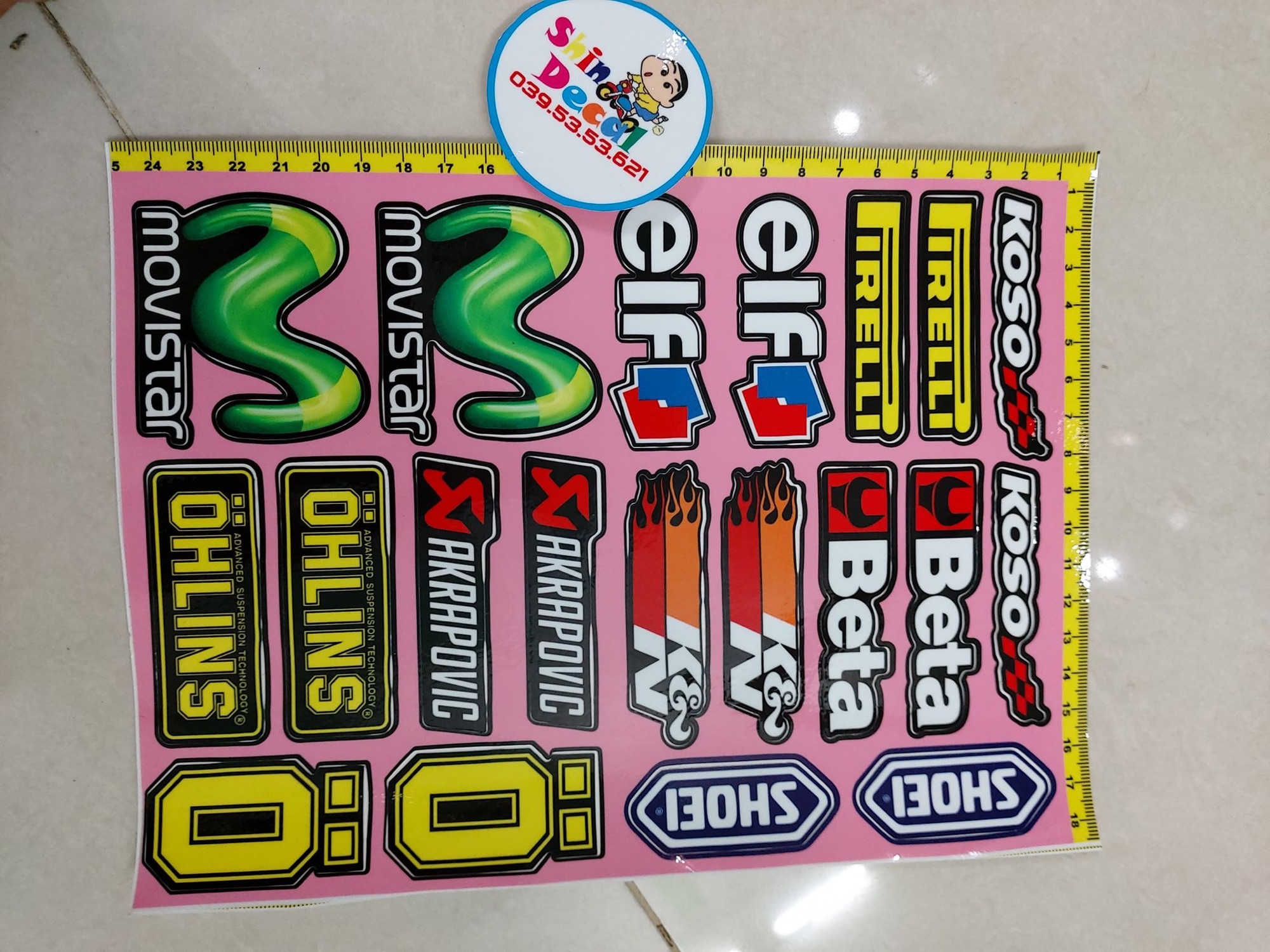 Set tem logo giấy Movistarohlins elf...