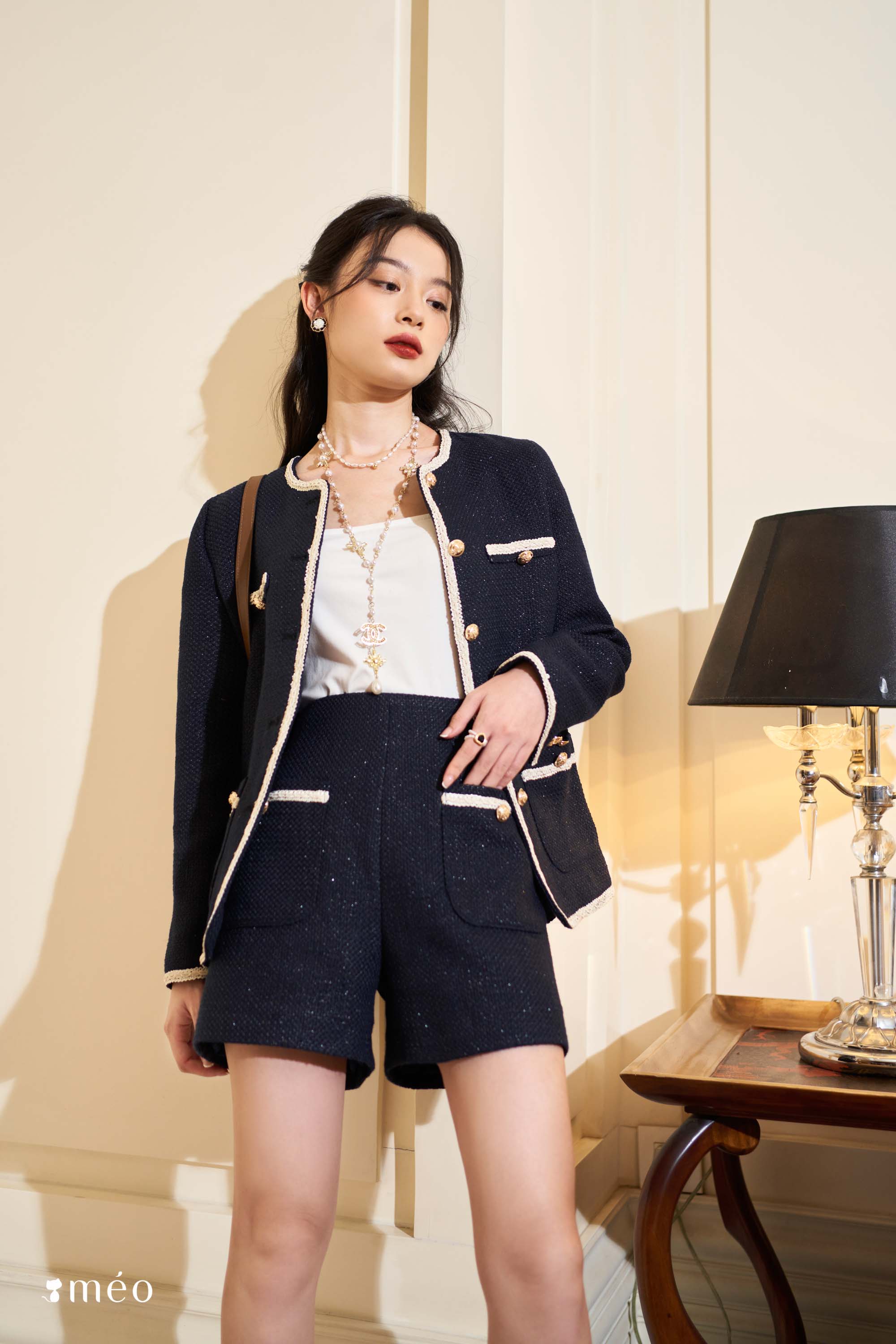 [Chỉ 10-12.10 Mua 2 giảm 6%, mua 3 giảm 9%] Quần short dạ tweed Destiny [ Méo shop ]