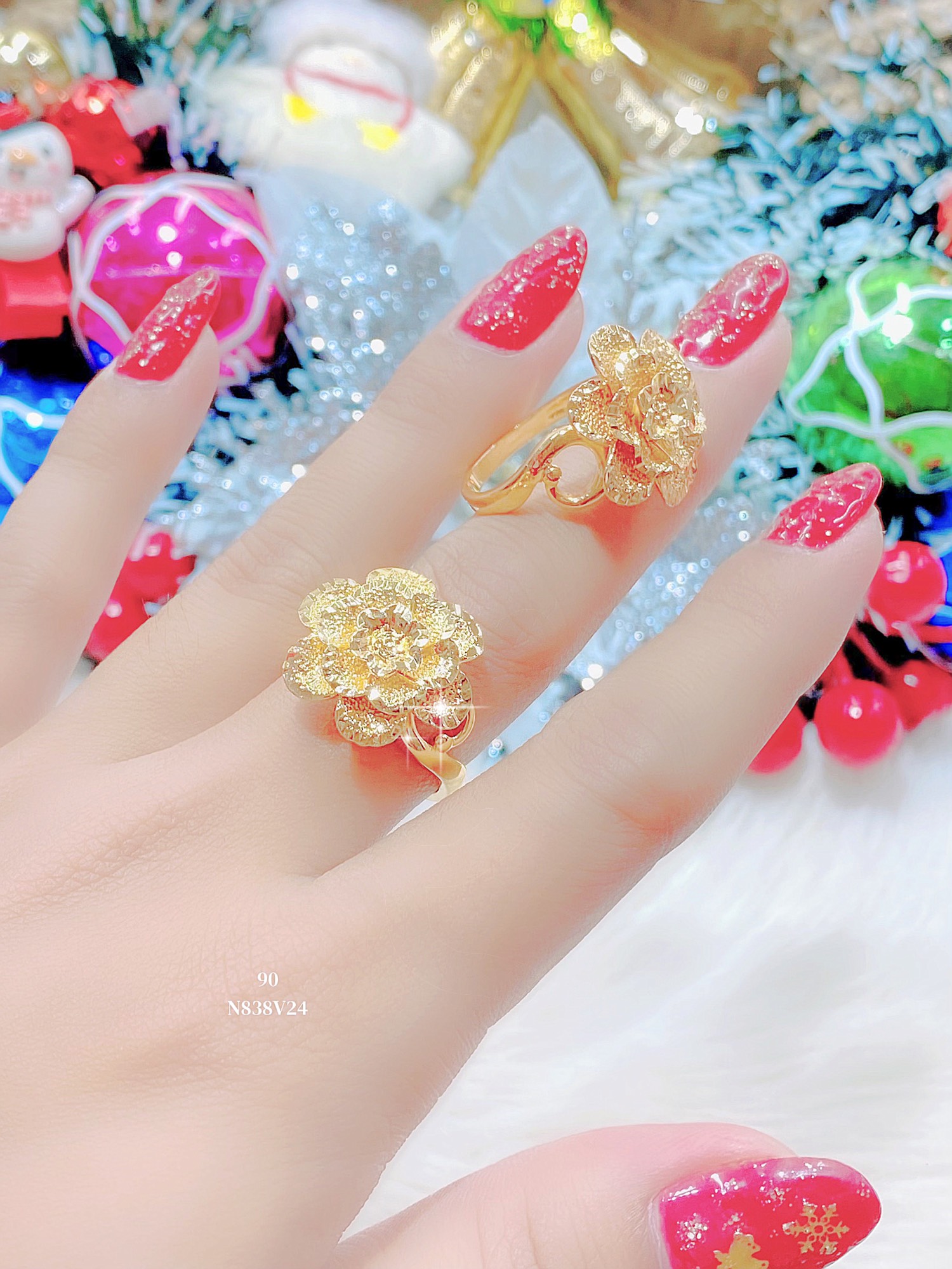 N838 Nhẫn nữ đính xoàn mạ vàng24 cao cấp