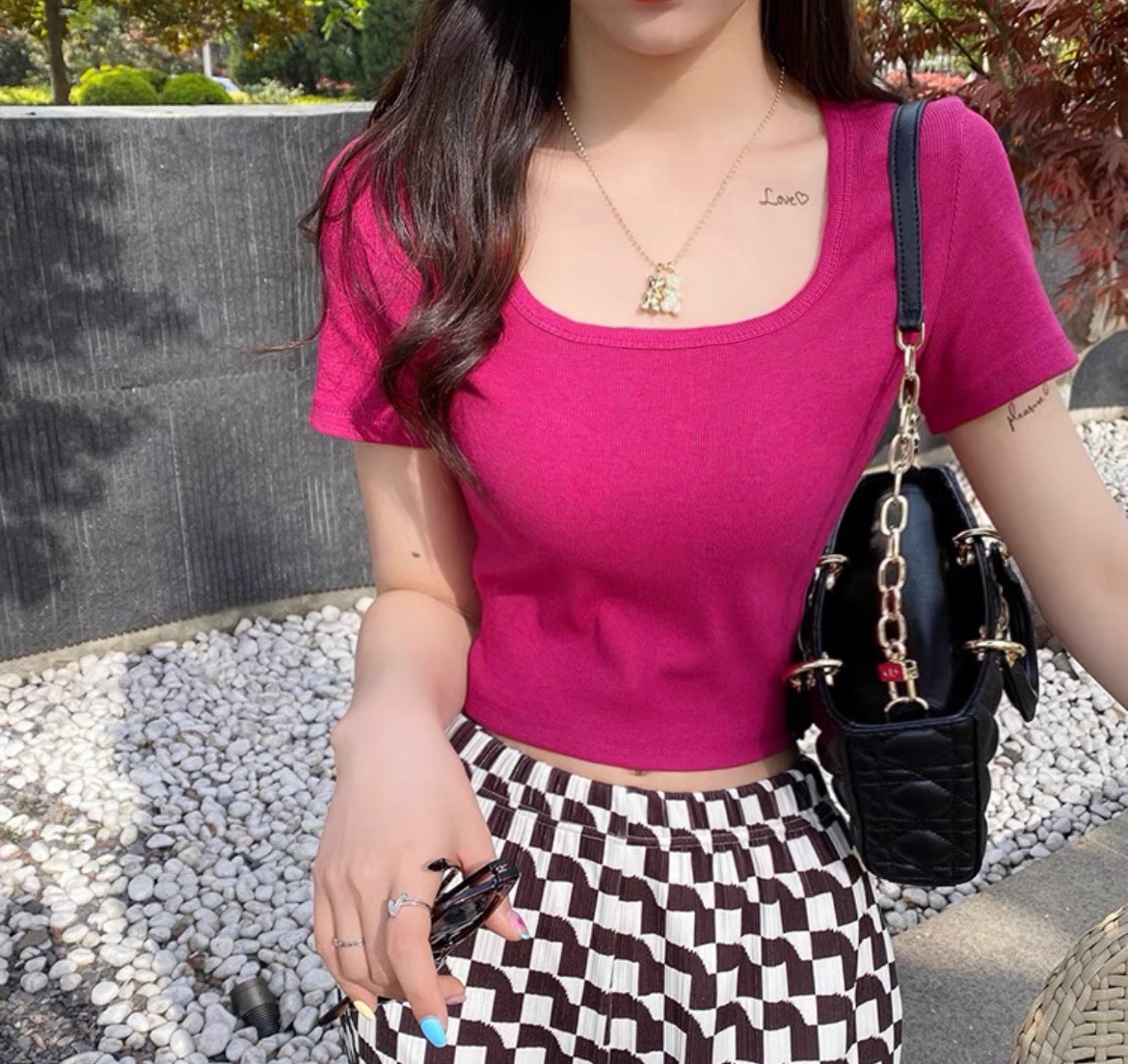 CATI Áo Thun Crotop Cổ Vuông (A1044)