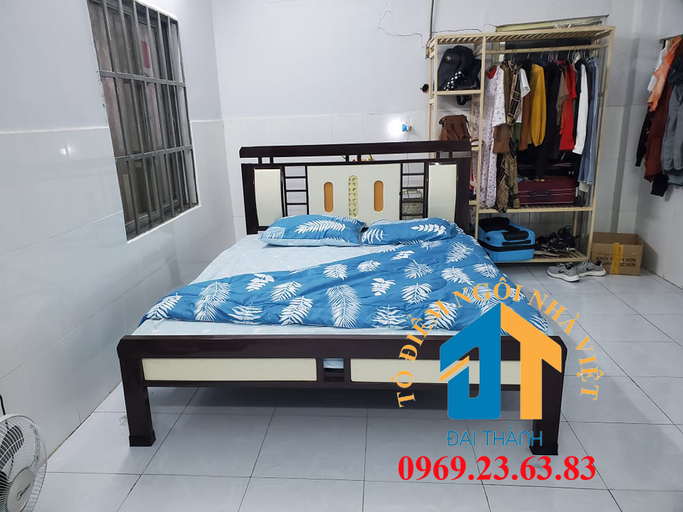 Giường sắt hộp kiểu gỗ Đại Thành 1m6 - Mẫu 02, giường sắt sinh viên, giá rẻ giao hàng tận nơi