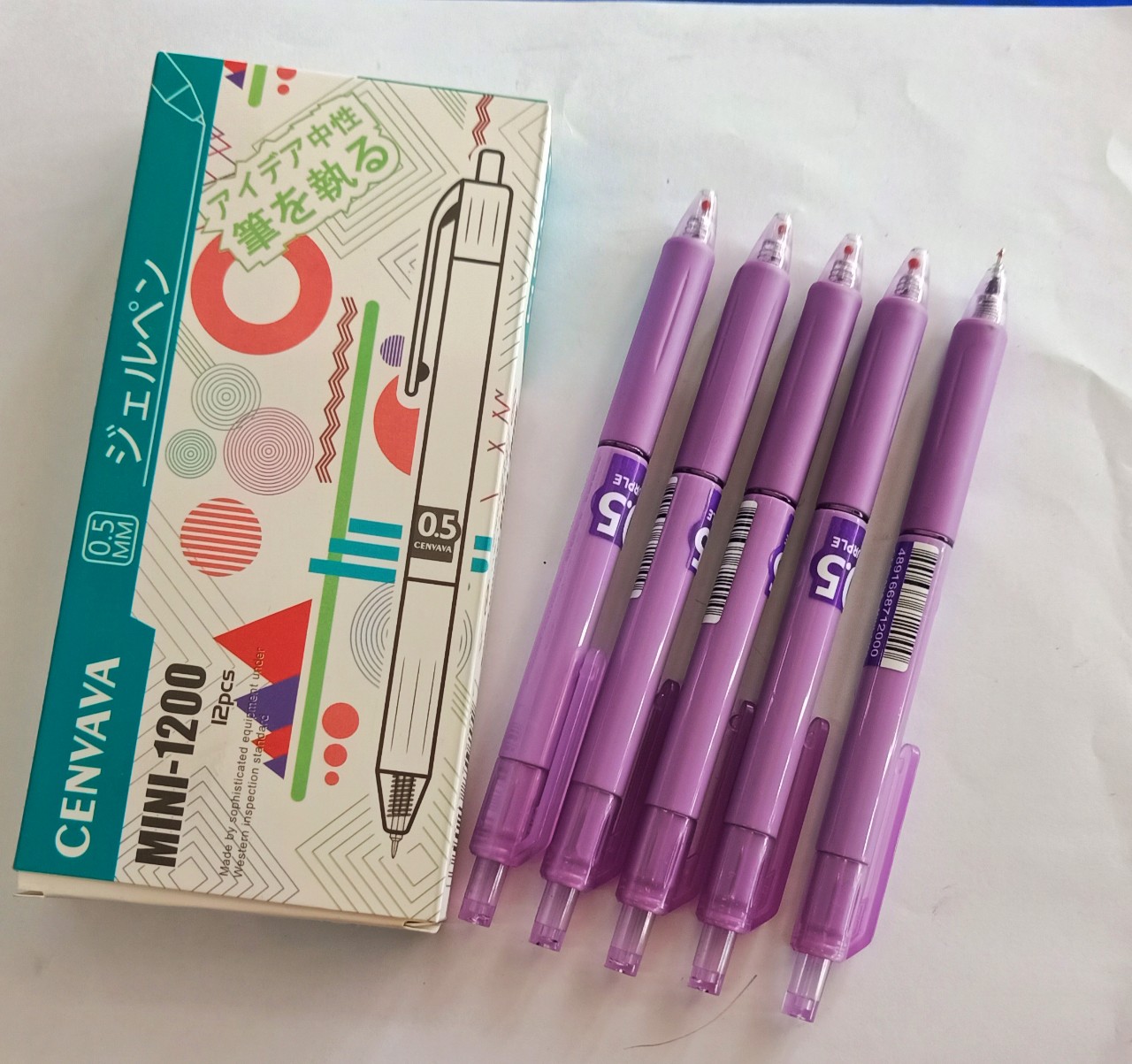 Hộp 12 cây bút gel bấm mực tím chosch cs - 8698 chính hãng ngòi 0.5mm mực đều khhông lem
