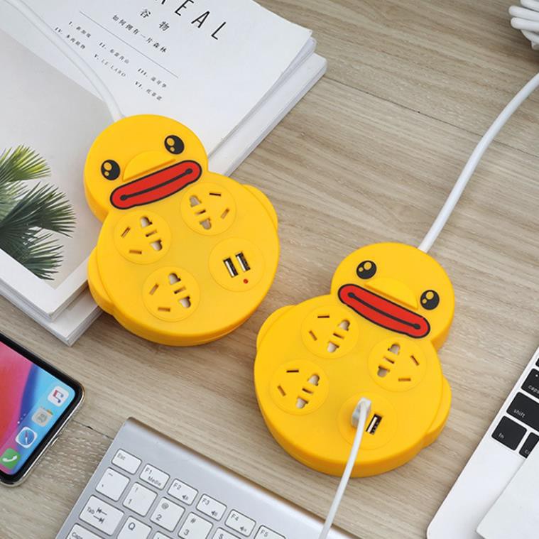 Ổ cắm điện hình con vịt màu vàng