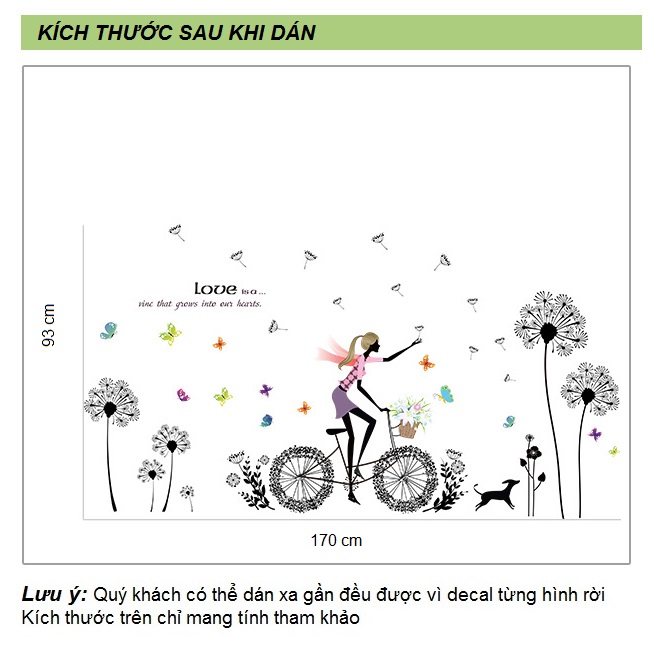 [HCM]Decal dán tường Cô gái và xe đạp trang trí phòng khách