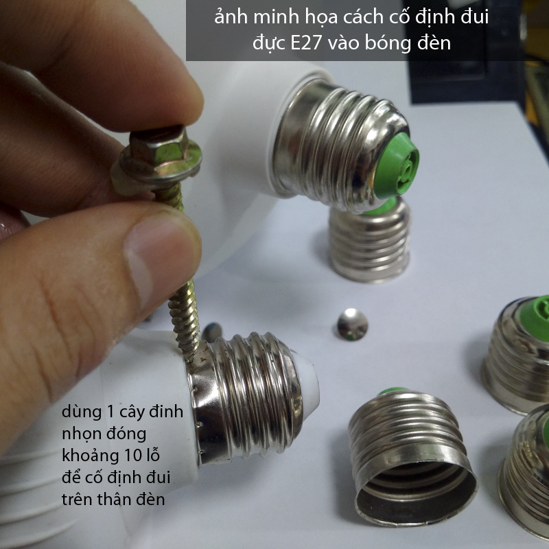 Bộ 5 cái Đuôi đực E27, Sửa và thay thế bóng đèn LED Bulb