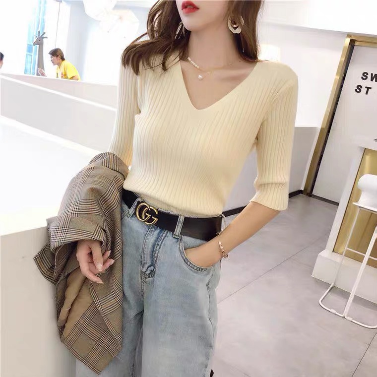 Áo len cổ V tay lỡ - TLCV