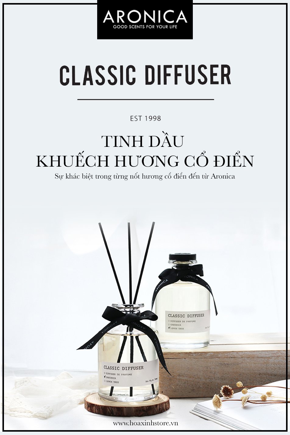 Tinh Dầu Khuếch Tán Cao Cấp Aronica Classic Diffuser 300ml - Nhập Khẩu Hàn Quốc