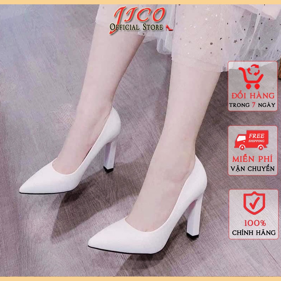GIÀY CAO GÓT MŨI TRƠN MÀU TRẮNG CAO 5 PHÂN - [ LC3255 ]