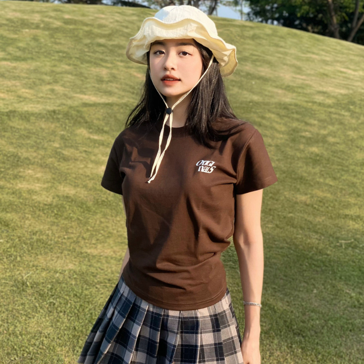 Áo Baby Tee Basic Brown(Nâu) Mẫu Mới 2023 𝑩𝒚𝒄𝒂𝒎𝒄𝒂𝒎