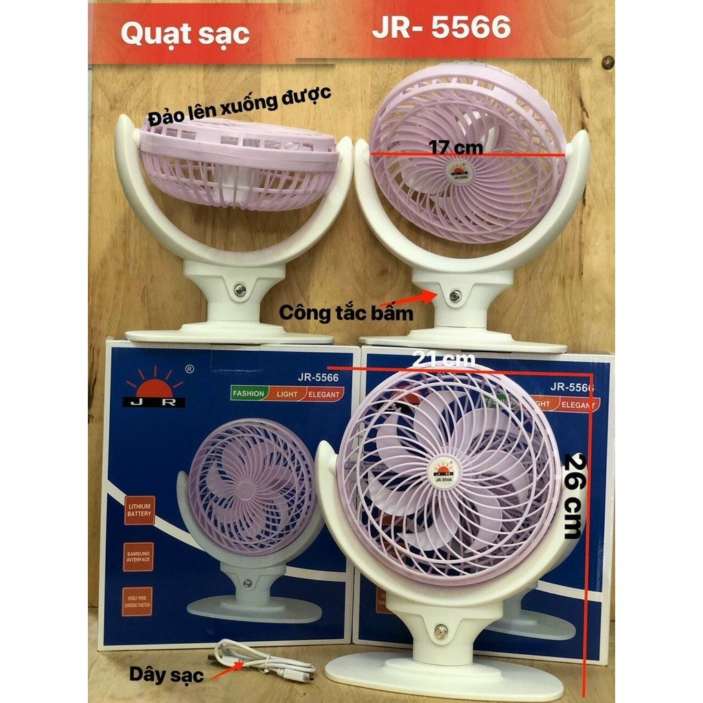 {Gía Hủy Diệt}  QUẠT SẠC ĐỂ BÀN CÓ ĐÈN LED JR 2018