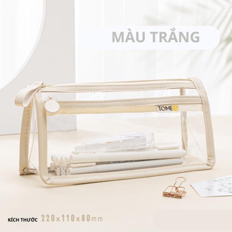 Hộp đựng bút trong suốt 2 ngăn - túi đựng bút học sinh cute - hộp bút cỡ lớn - PENDAY STORE