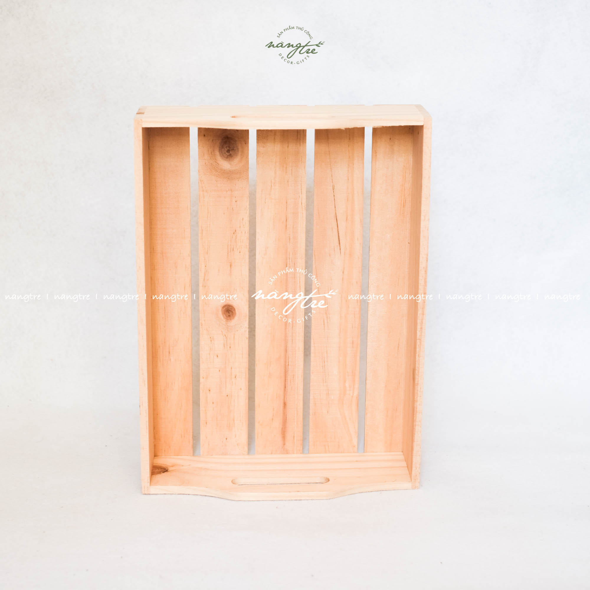 Khay gỗ đựng quà có tay cầm