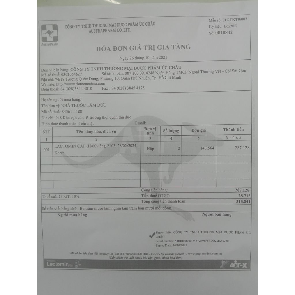 Viên uống Lactomin Hàn Quốc (Hộp 60 viên) [lactamin dạng viên, men vi sinh]