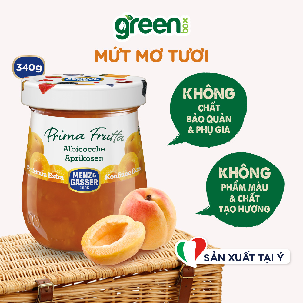 Mứt mơ Menz Gasser nhập khẩu Ý hũ 340g