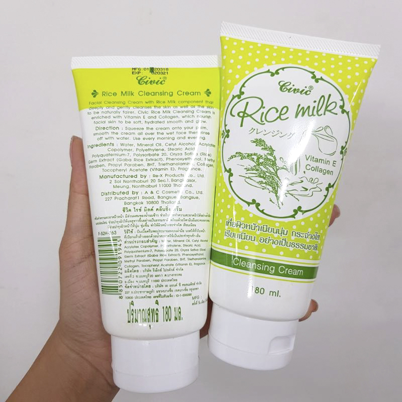 [HCM]Sữa Rửa Mặt Gạo Thái Lan Civic Rice Milk 180ml