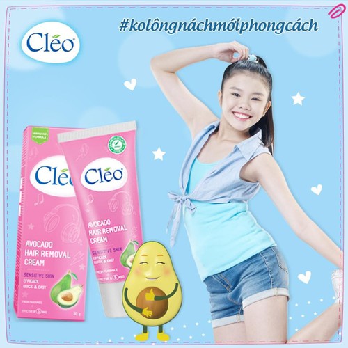 Kem Bơ Tẩy Lông CLEO Sạch Lông Trong 5 Phút 50g - Da Nhạy Cảm