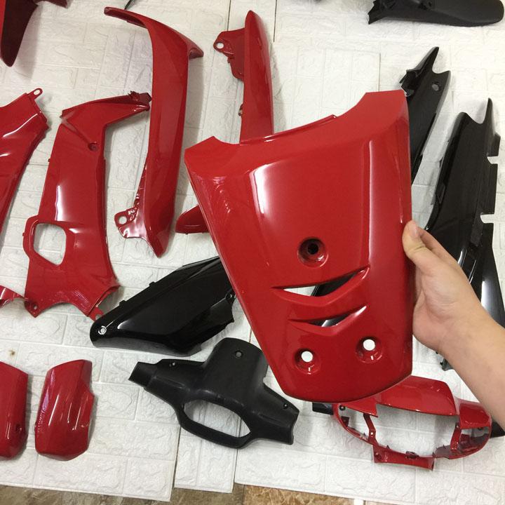 {Tặng kèm tem}   Bộ dàn áo xe WAVE alpha - Wave zx - wave 110 đời 2002-2006, nhựa nguyên sinh ABS màu Đỏ sườn đen