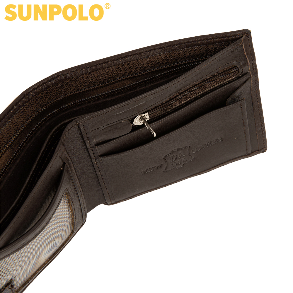 Ví nam ngang da bò SUNPOLO WSCT13 (Đen, Nâu)