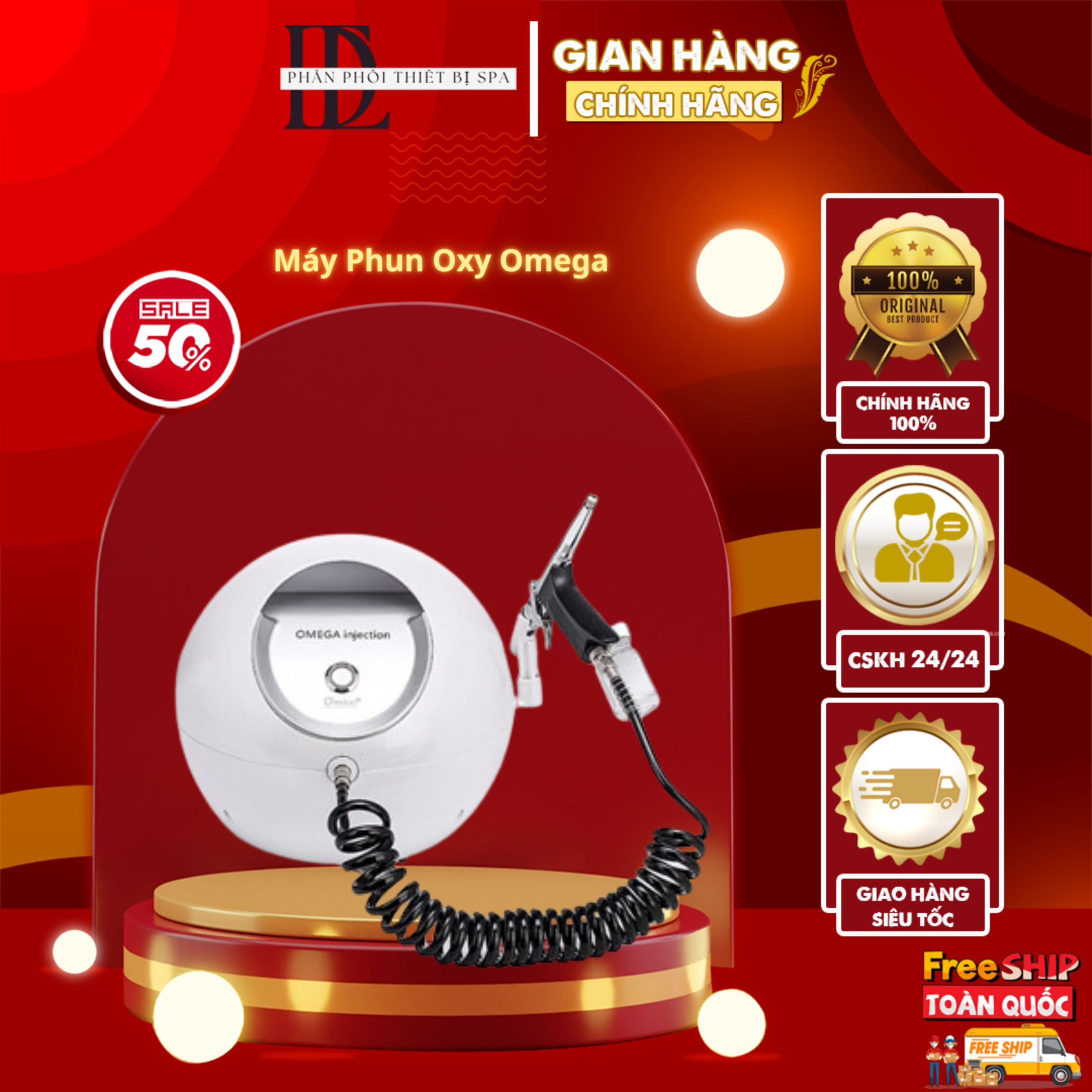 Máy Phun Oxy Omega Quả Trứng - Dùng Trong - SPA TMV [BH 12 THÁNG]