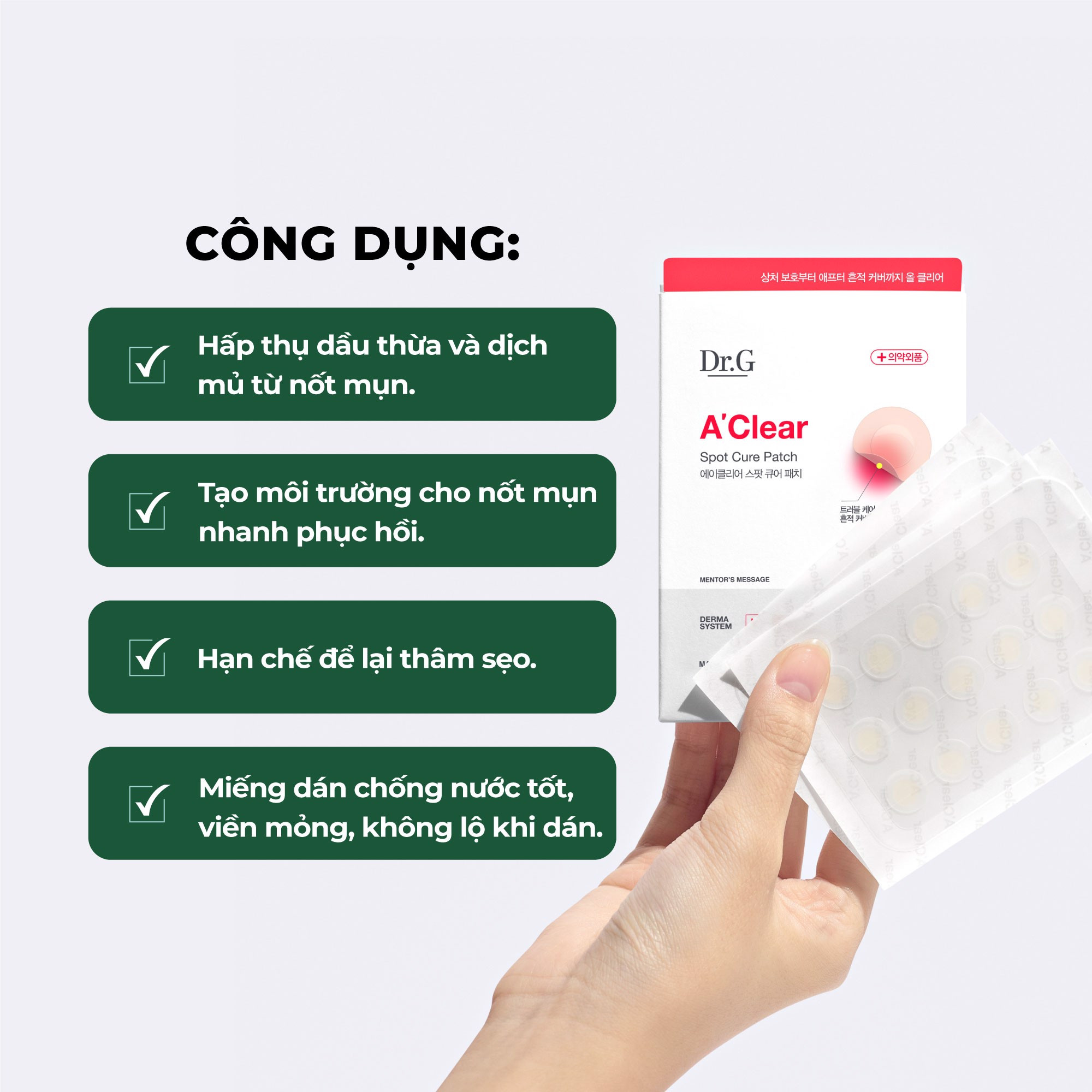Miếng dán mụn Dr.G A'Clear Spot Cure Patch 39pcs
