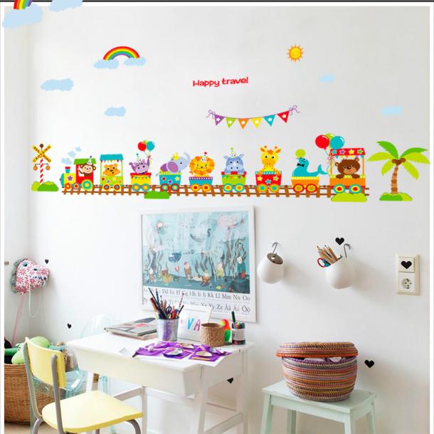 Decal trang trí tường - Xe Lửa Thú vui nhộn mẫu 02