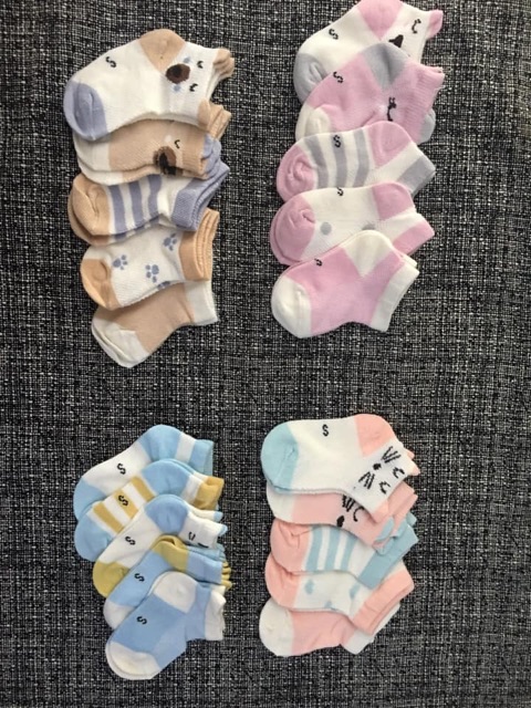 [HCM]SET 5 ĐÔI VỚ COTTON CHO BÉ TỪ SƠ SINH ĐẾN 1 TUỔI