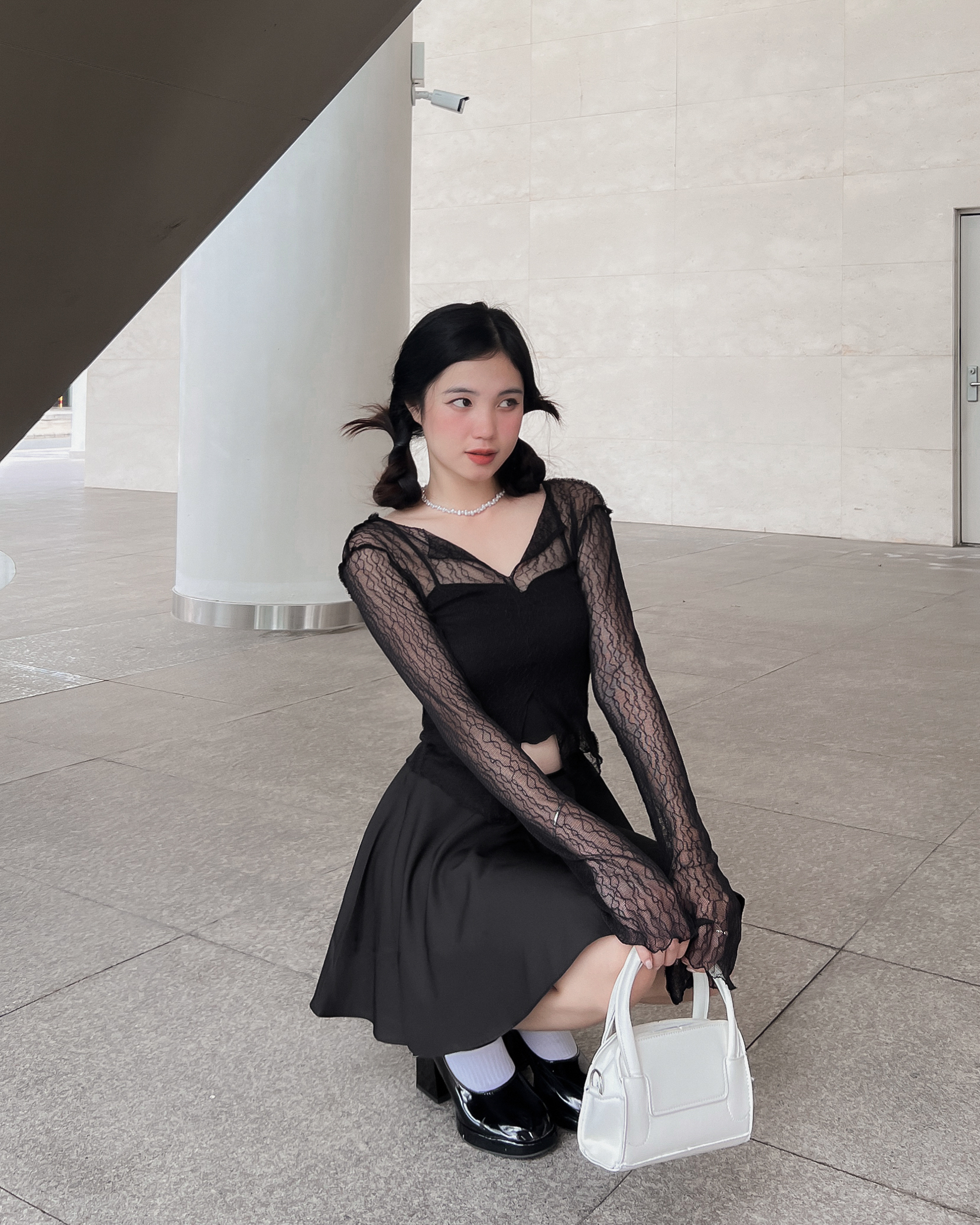 DALLA Áo ren cardigan cổ V phom ôm (CDG02)