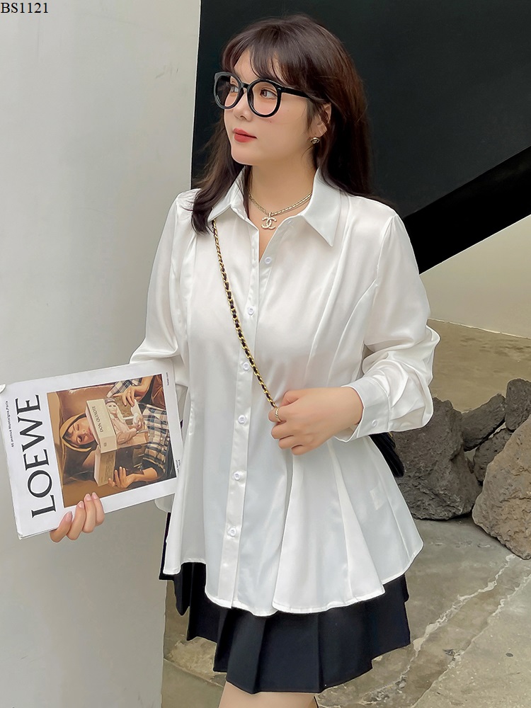 Áo sơ mi lụa nhấn eo bigsize - BSn1121