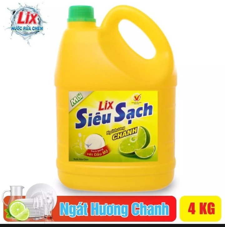 Nước rửa chén Lix Siêu sạch hương Chanh can 3.6kg