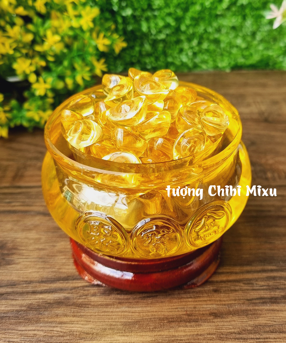 Combo Bát Tụ Bảo size 8cm kèm 100 thỏi vàng size 1.5cm