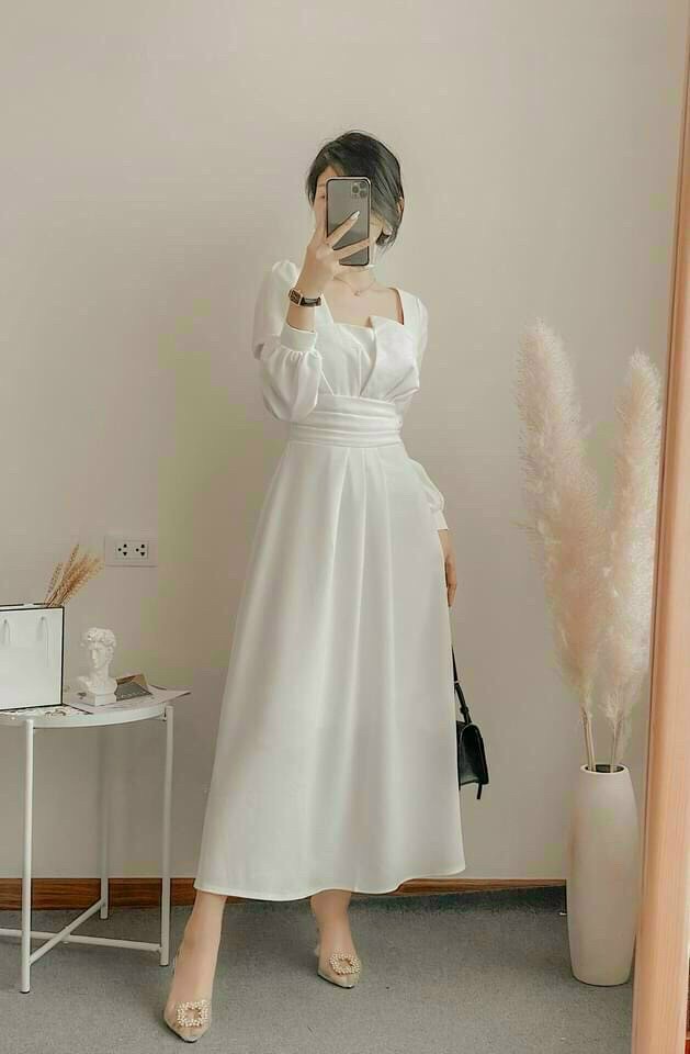 Đầm Dài Xếp Ly Ngực