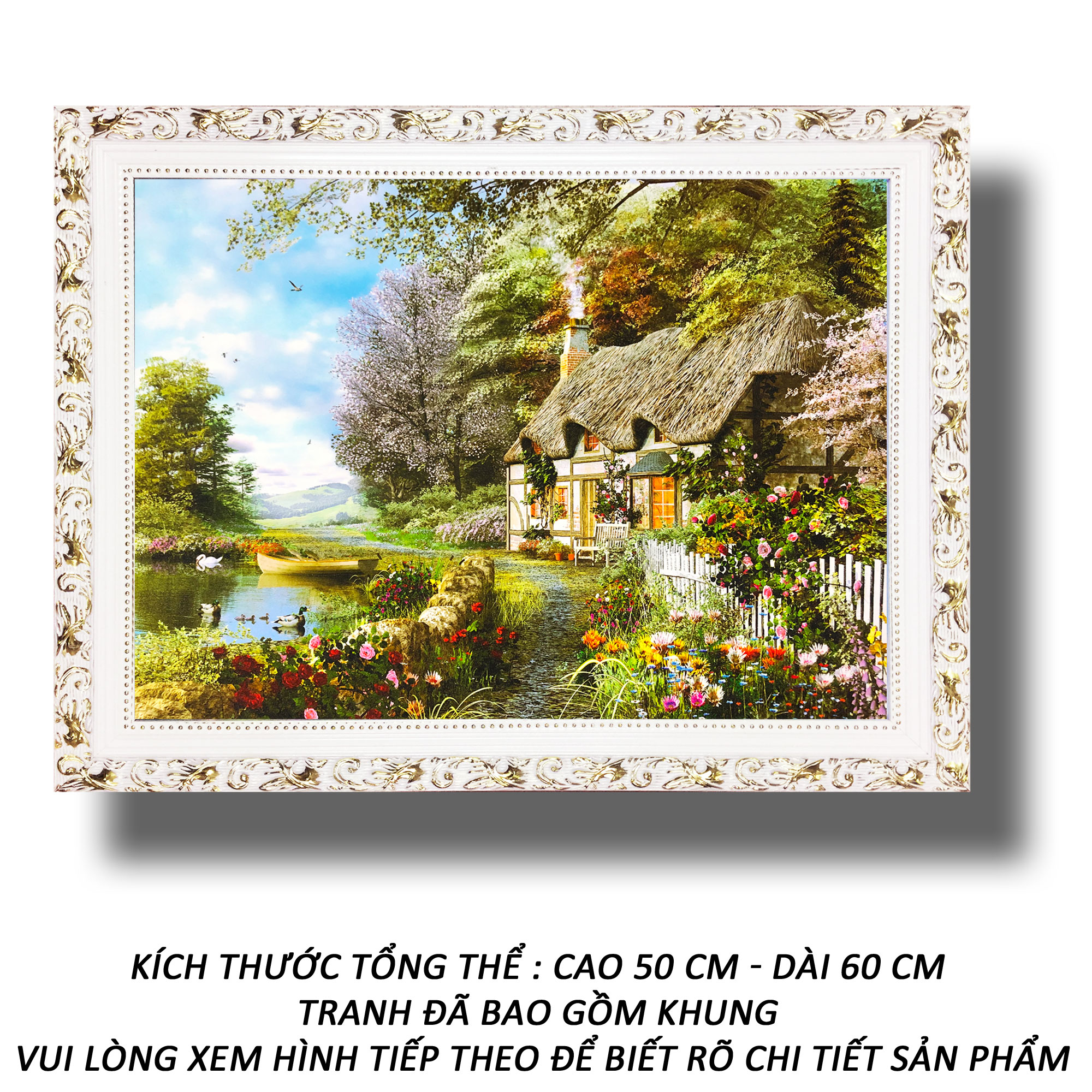 Tranh treo tường - Ngôi Nhà Hạnh Phúc 39 - Tranh Minh Hiền (KHUNG GỖ - 50 x 60cm)