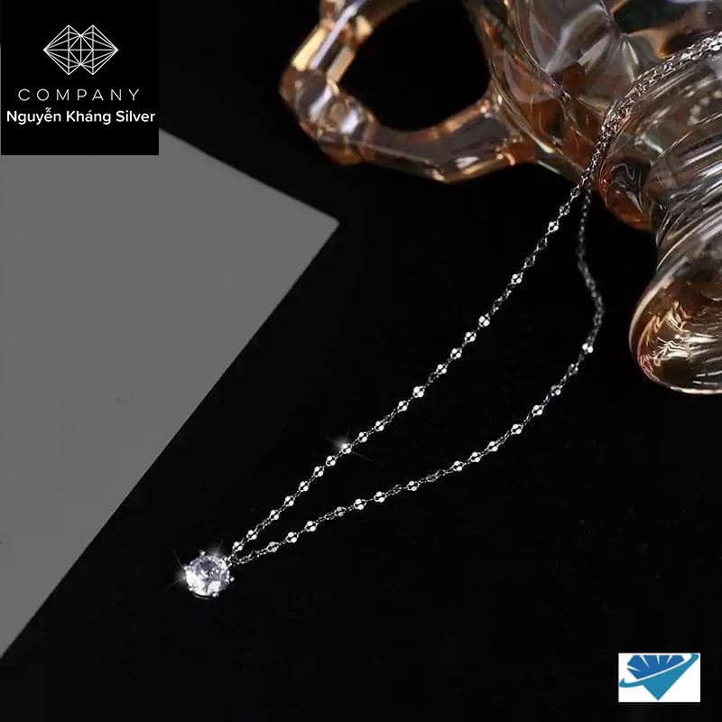 Dây chuyền bạc nữ mặt đá trắng nhỏ xinh